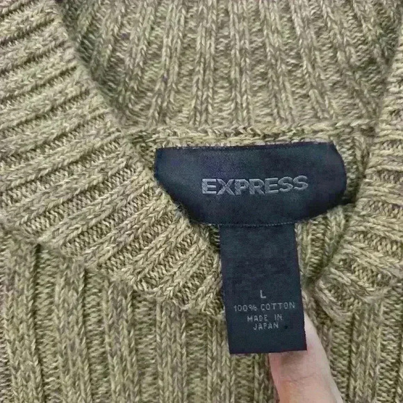 Japan Made Express Men's Brown Mock Neck Cable Knit Sweater, Size L - Picture 1 of 3